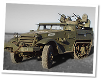 Whites M16 half track, anti aircraft variant half track, with a maxim turret with power traverse and elevation mounting 4 .50cal machine guns.